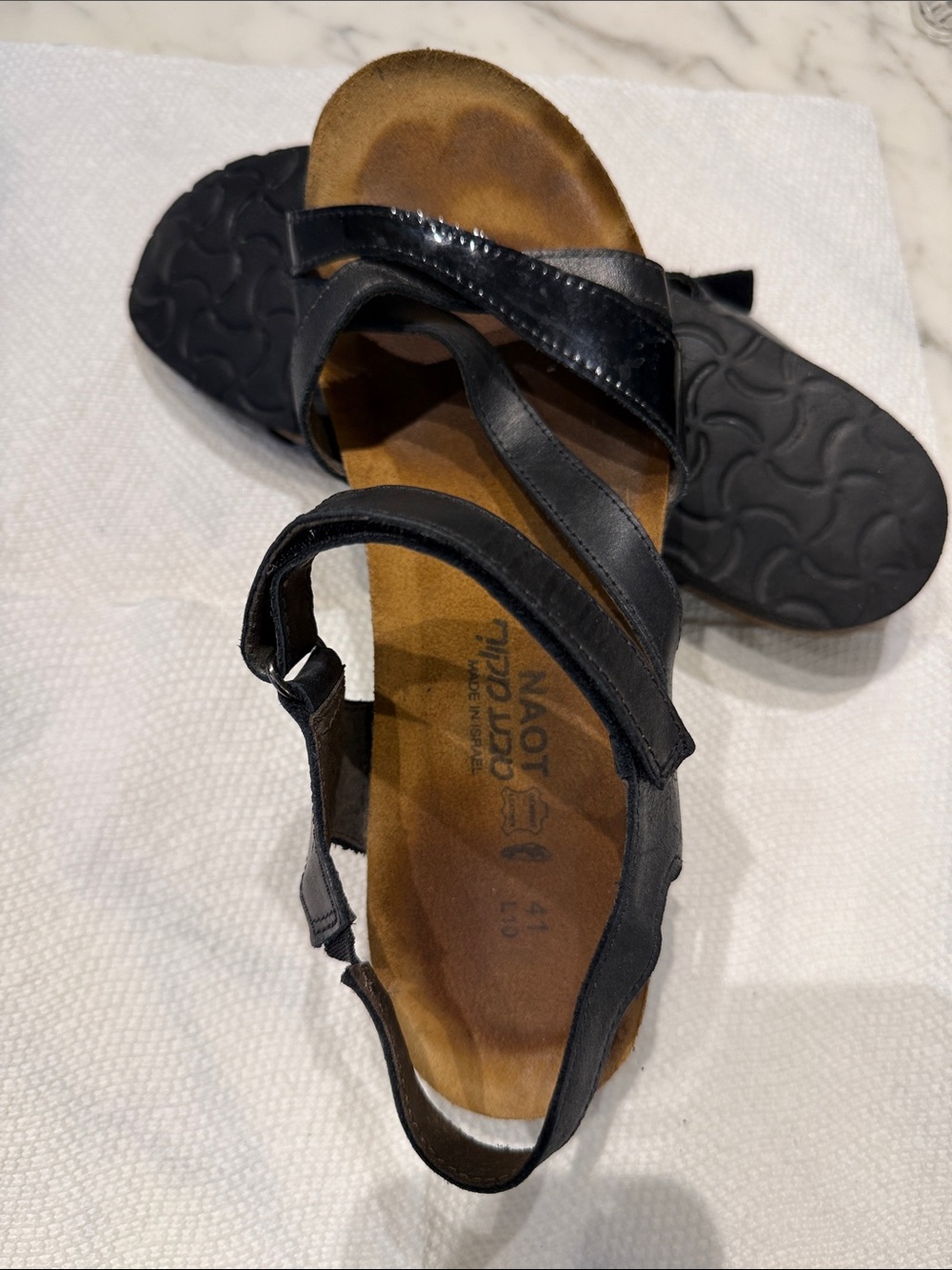 Naot Sophia Black Leather Strappy Comfort Sandals - eu size 41 / size 10